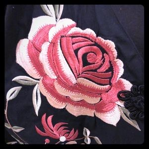 Vintage embroidered roses and fringe jacket